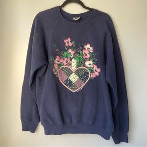 Vintage 1991 Floral Pink And Blue Crewneck Lee Heavyweight XL women’s